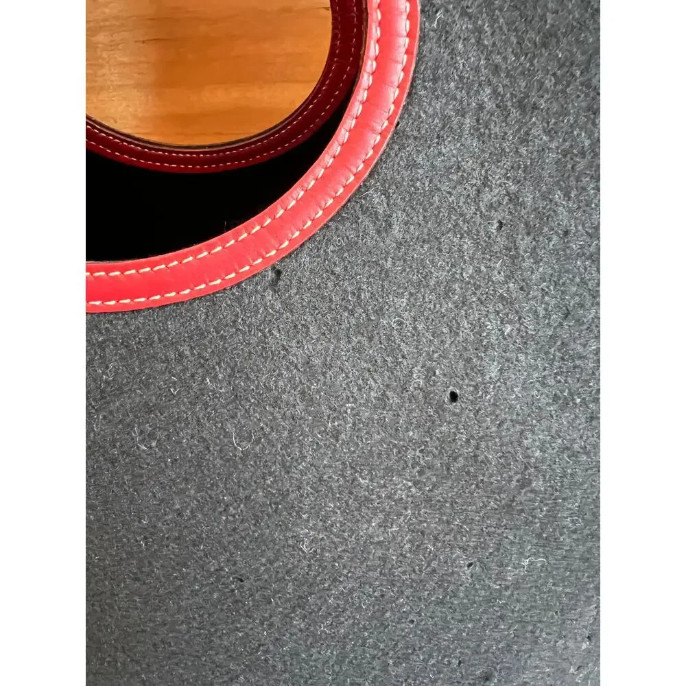 Kate Spade Large Felted Wool Tote Bag Black Red Leather Trim